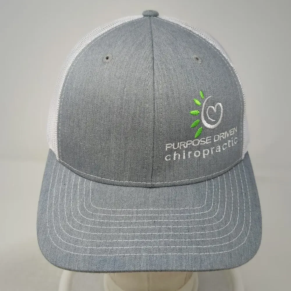 Richardson Trucker Hat Gray One Size Purpose Driven Chiropractic Logo Snapback